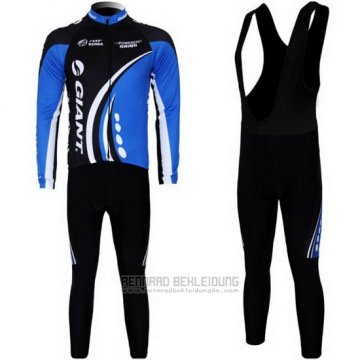 2011 Fahrradbekleidung Giant Shwarz und Blau Trikot Langarm und Tragerhose